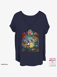 Disney Beauty and the Beast Stained Glass Womens T-Shirt Plus