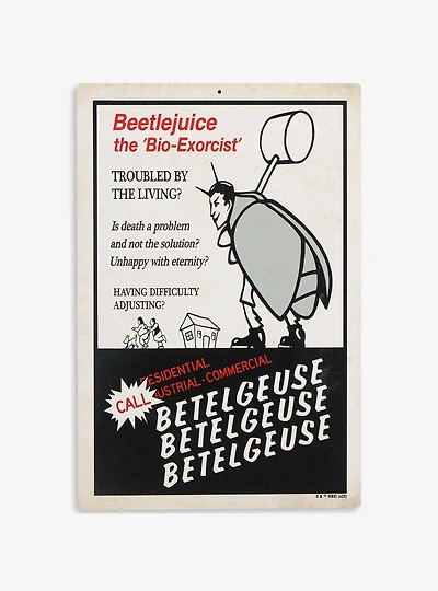 Beetlejuice The Bio-Exorcist Ad Hanging Metal Wall Decor