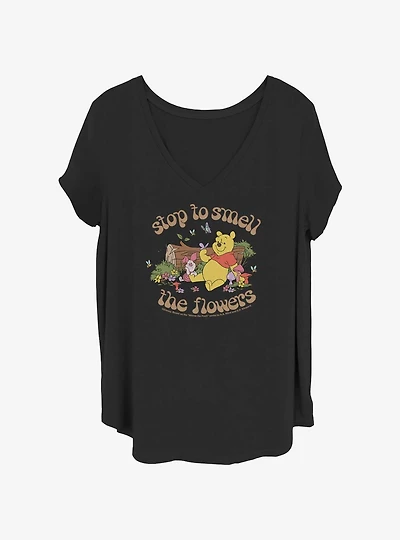 Disney Winnie The Pooh Smell Flowers Womens T-Shirt Plus
