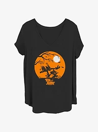 Tom & Jerry Cat Mouse Haunt Womens T-Shirt Plus