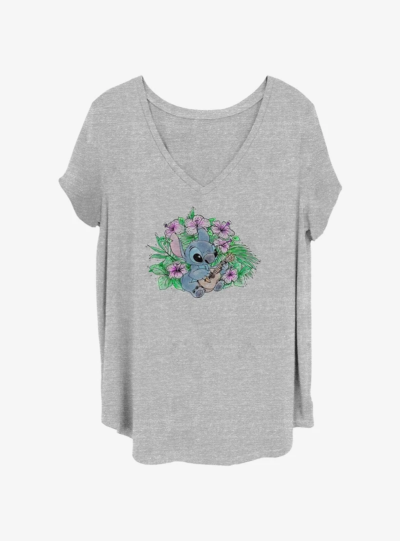Disney Lilo & Stitch Sketchy Ukulele Womens T-Shirt Plus