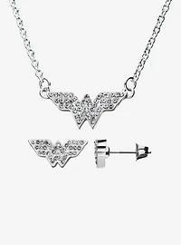DC Comics Wonder Woman Logo Stud Earrings & Necklace Set