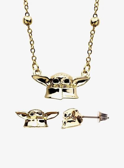 Star Wars: The Mandalorian Grogu Necklace And Earing Set