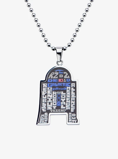 Star Wars R2-D2 Enamel Typography Art Pendant Necklace