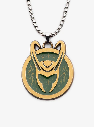 Marvel LOKI Helmet Medallion Symbol Necklace