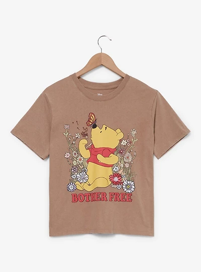 Disney Winnie the Pooh Floral Booh Bear Women's Slightly Cropped Skimmer T-Shirt - BoxLunch Exclusive