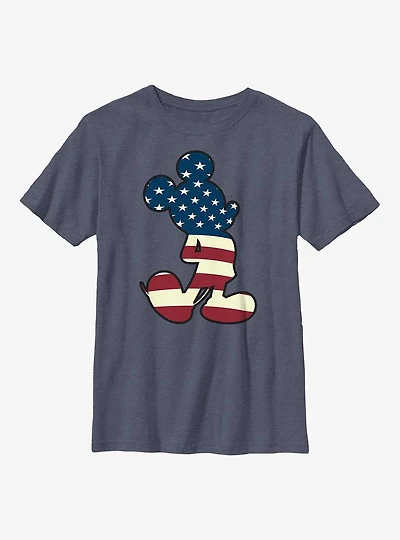 Disney Mickey Mouse Flag Silhouette Youth T-Shirt