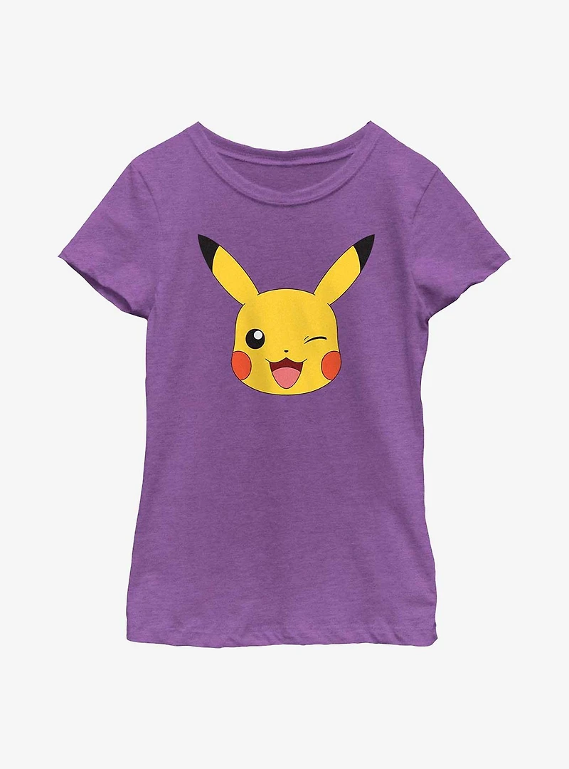 Pok?mon Pikachu Big Face Youth Girls T-Shirt