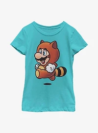 Nintendo Super Mario Tanooki Jump Youth Girls T-Shirt