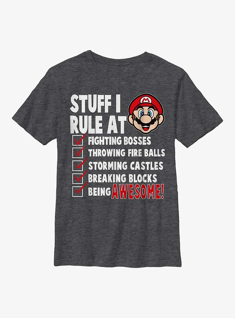 Nintendo Super Mario Stuff I Rule At Youth T-Shirt
