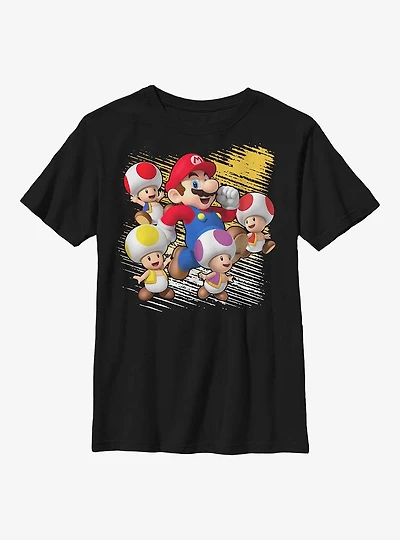 Nintendo Super Mario Toad Squad Running Youth T-Shirt