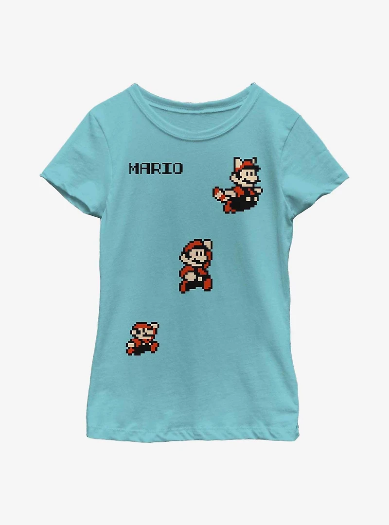 Nintendo Super Mario Flying Raccoon Pixel Youth Girls T-Shirt