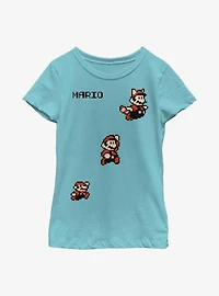 Nintendo Super Mario Flying Raccoon Pixel Youth Girls T-Shirt