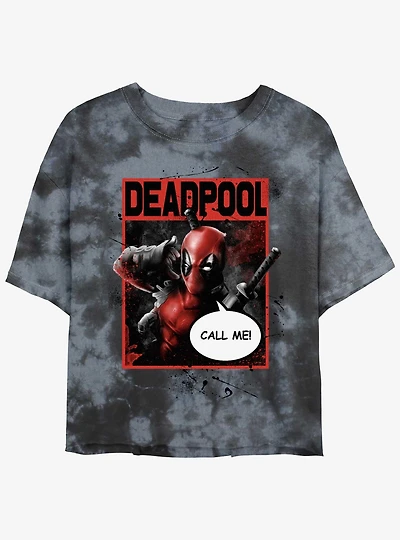 Marvel Deadpool Call Me Poster Womens Tie-Dye Crop T-Shirt