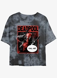 Marvel Deadpool Call Me Poster Womens Tie-Dye Crop T-Shirt