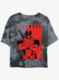 Marvel Deadpool Police Womens Tie-Dye Crop T-Shirt