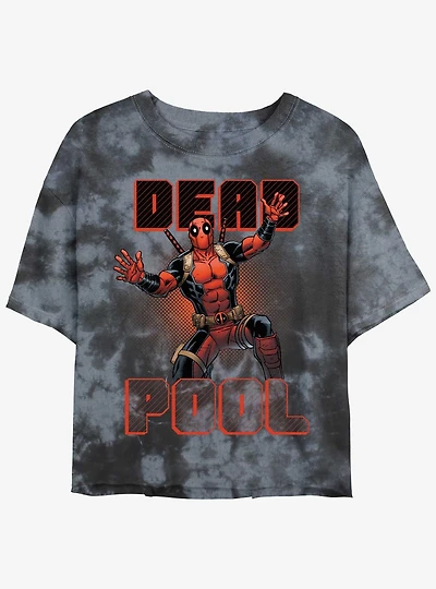 Marvel Deadpool Jazz Hands Merc Womens Tie-Dye Crop T-Shirt