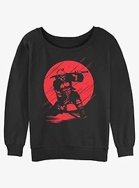 Marvel Deadpool Red Moon Silhouette Womens Slouchy Sweatshirt