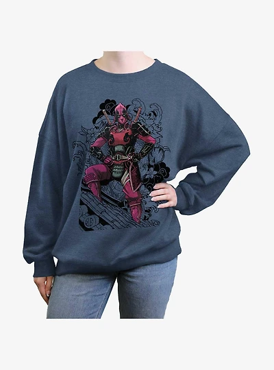 Marvel Deadpool Dragon Ninja Womens Oversized Sweatshirt