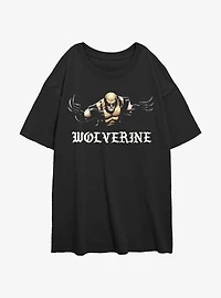Wolverine Punch With Blades Womens Oversized T-Shirt