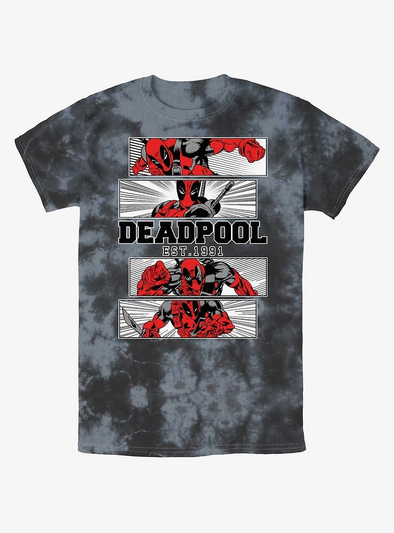 Marvel Deadpool Action Panels Tie-Dye T-Shirt