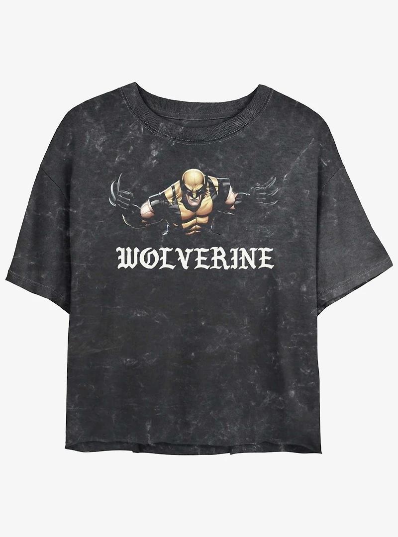 Wolverine Punch With Blades Womens Mineral Wash Crop T-Shirt