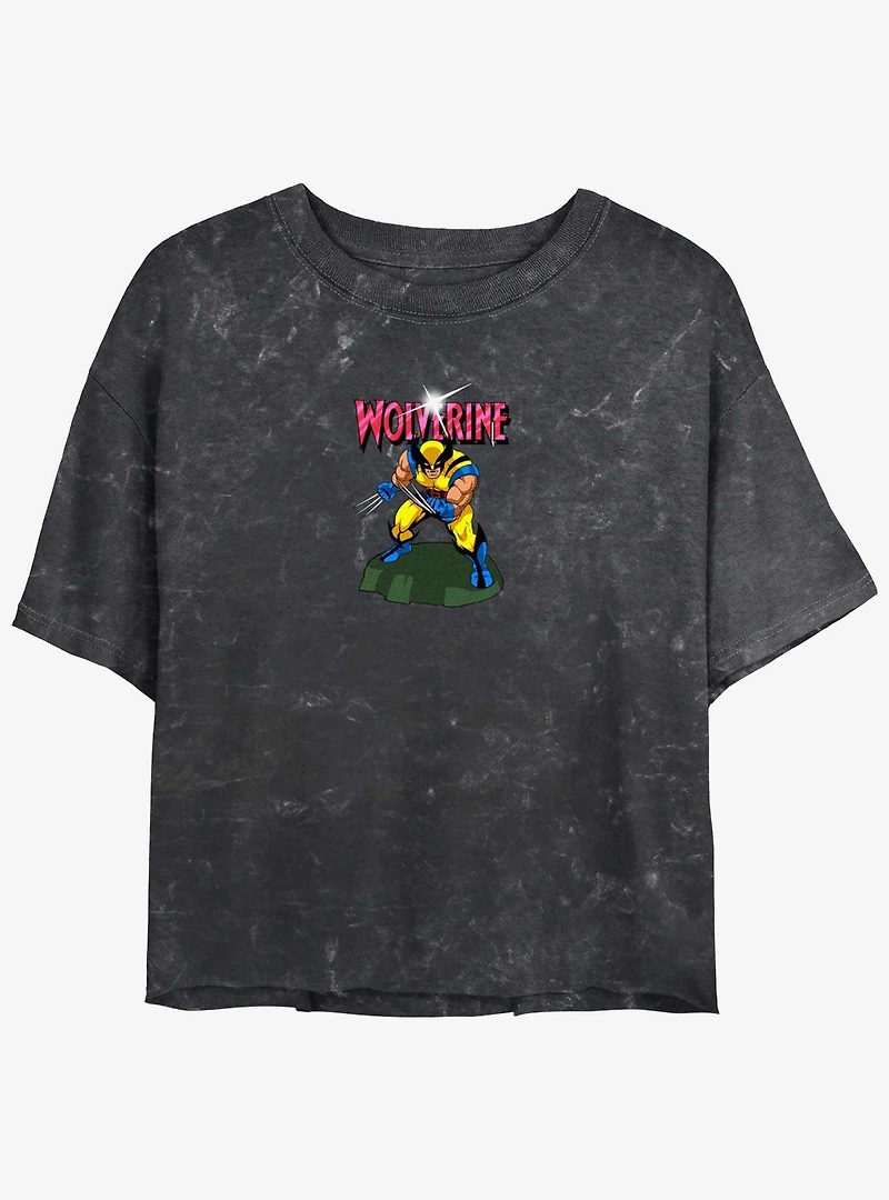Wolverine Action Pose Womens Mineral Wash Crop T-Shirt