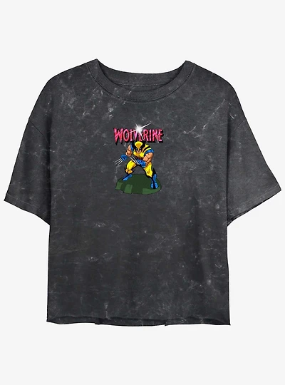 Wolverine Action Pose Womens Mineral Wash Crop T-Shirt