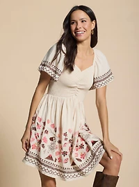 Disney Moana Floral Icons Cinched Smock Dress - BoxLunch Exclusive