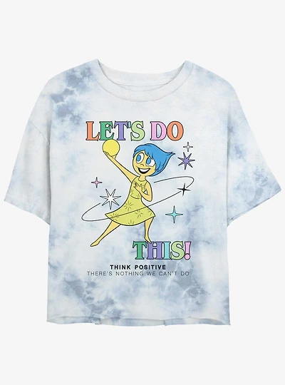 Disney Pixar Inside Out 2 Let's Do This Joy Womens Tie-Dye Crop T-Shirt