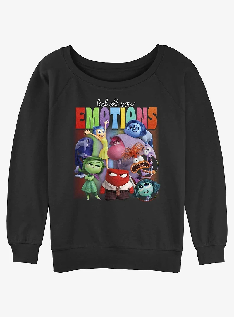 Disney Pixar Inside Out 2 Feel Your Emotions Womens Slouchy Sweatshirt