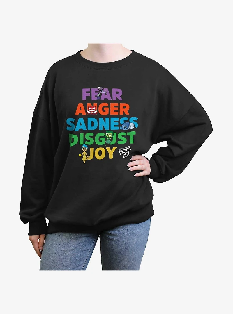 Disney Pixar Inside Out 2 All The Emotions Womens Oversized Sweatshirt
