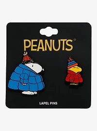 Peanuts Snoopy & Woodstock Puffer Jacket Enamel Pin Set — BoxLunch Exclusive