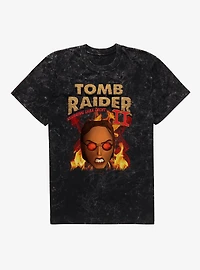 Tomb Raider II Lara Croft Flames Mineral Wash T-Shirt
