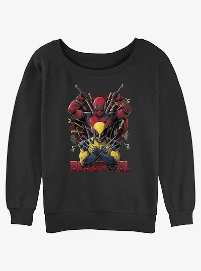 Marvel Deadpool & Wolverine Out Of Danger Womens Slouchy Sweatshirt