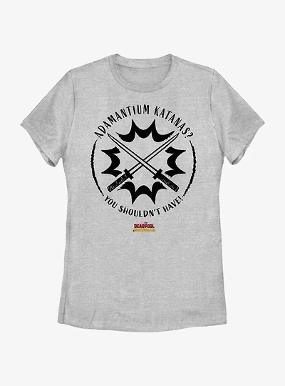 Marvel Deadpool & Wolverine Adamantium Katanas Womens T-Shirt