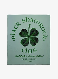 St. Patrick's Day Black Shamrock Club Throw Blanket