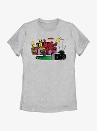 Marvel Deadpool & Wolverine Watching TV Womens T-Shirt