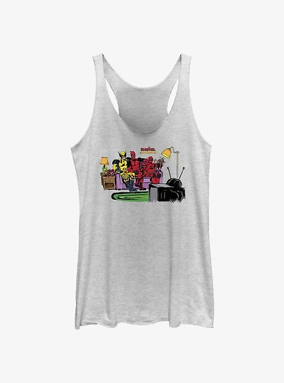 Marvel Deadpool & Wolverine Watching TV Womens Tank Top