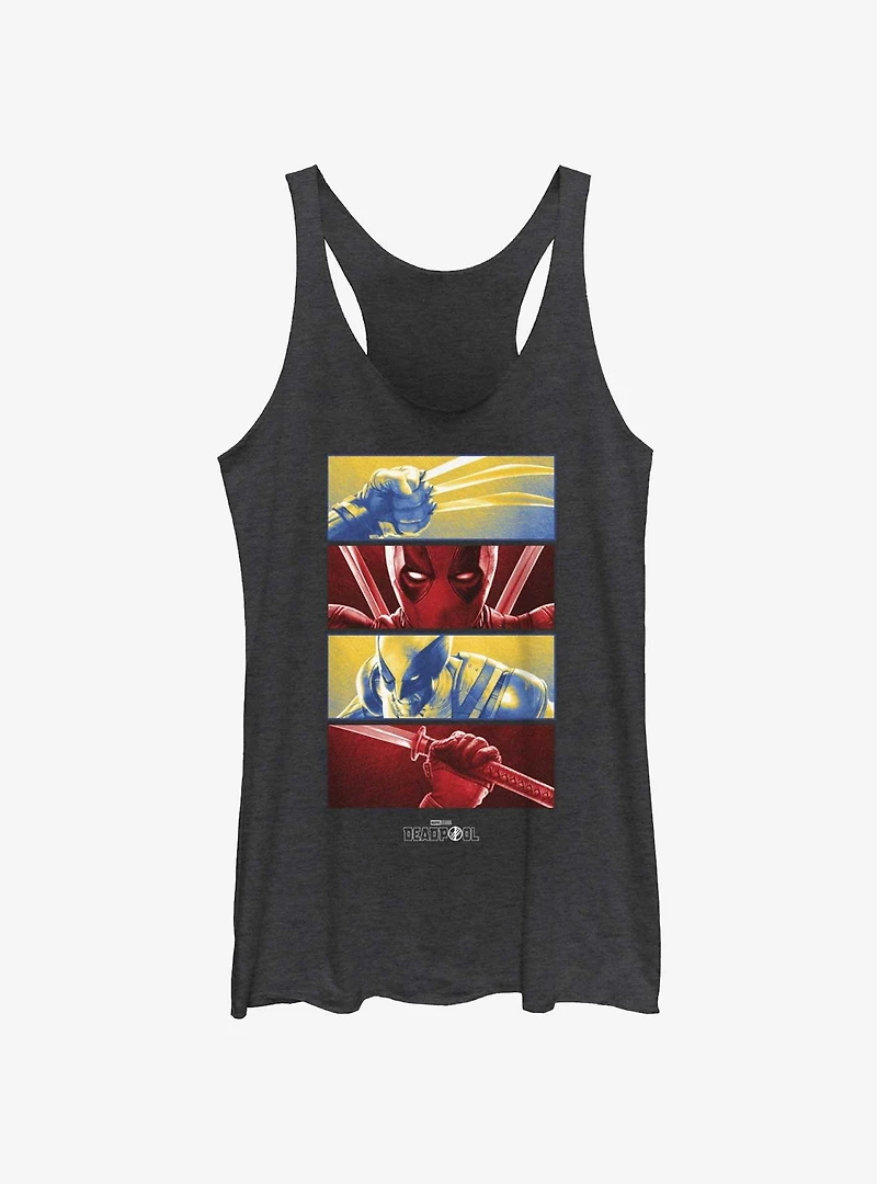 Marvel Deadpool & Wolverine Battle Sequence Panels Womens Tank Top