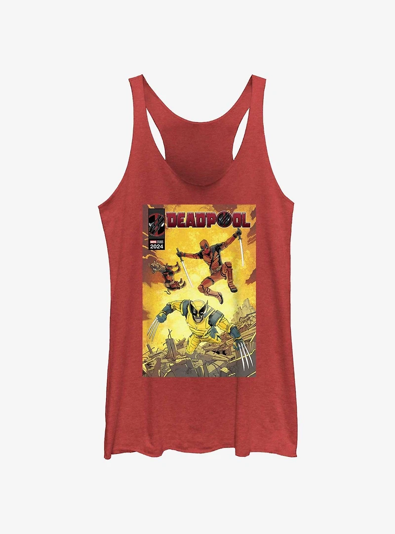 Marvel Deadpool & Wolverine Fighting Poster Womens Tank Top