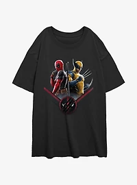 Marvel Deadpool & Wolverine X Force Pair Womens Oversized T-Shirt