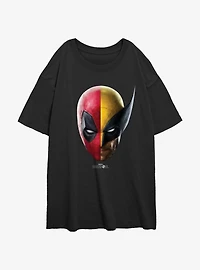 Marvel Deadpool & Wolverine Half Portrait Womens Oversized T-Shirt