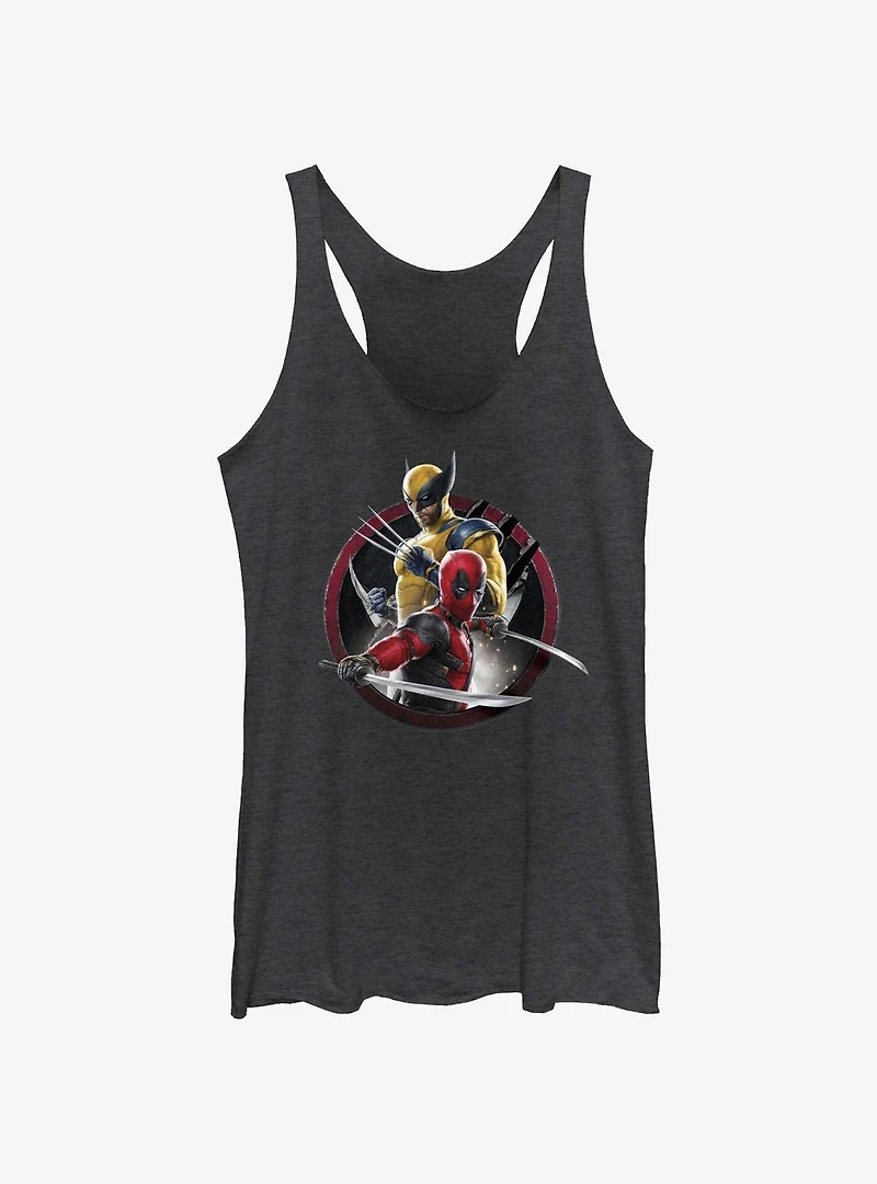 Marvel Deadpool & Wolverine Duo Badge Womens Tank Top