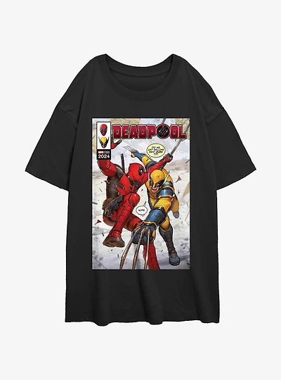 Marvel Deadpool & Wolverine Best Friends Comic Womens Oversized T-Shirt