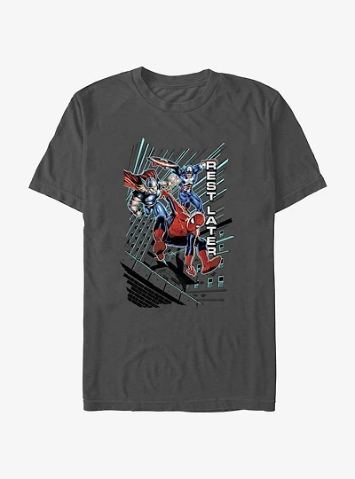 Marvel Avengers Leaping Trio Rest Later T-Shirt