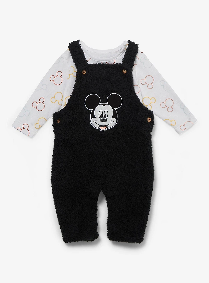 Disney Mickey Mouse Sherpa Infant Long Sleeve T-Shirt & Overall Set