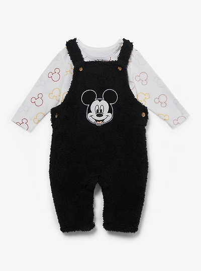 Disney Mickey Mouse Sherpa Infant Long Sleeve T-Shirt & Overall Set