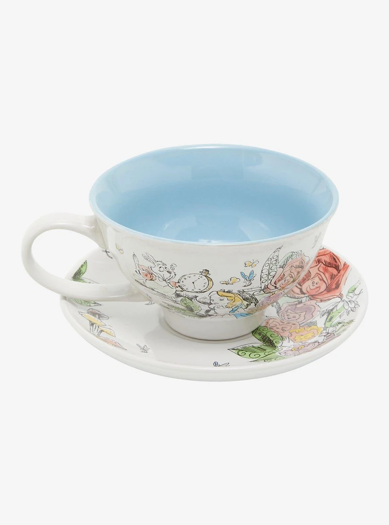 Disney Alice in Wonderland Garden Illustrated Tea Cup and Saucer
