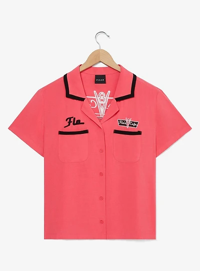 Disney Pixar Cars Flo's Cafe Women's Cropped Woven Button-Up — BoxLunch Exclusive